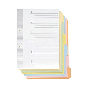 (まとめ) TANOSEE 見出しカード A4タテ 2穴 6色6山+扉紙 1パック（10組）  【×30セット】