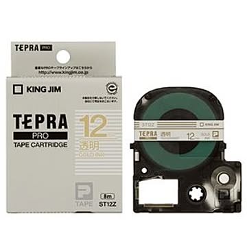 （まとめ） キングジム テプラ PRO テープカートリッジ 12mm 透明／金文字 ST12Z 1個 【×5セット】