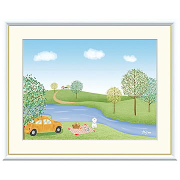 額絵 ピクニック 喜多一 42x34cm 三幸