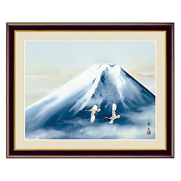 アート 額絵 黎明富士 鈴村 秀山 本紙サイズ F4(約31x23cm) 額サイズ 42x34cm 三幸