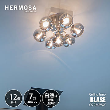 HERMOSA ハモサ BLASE CEILING LAMP ブラーゼシーリングランプ (白熱球付属) GS-024SVGY / シーリングライト LED球対応 天井照明 E26 40W×7灯