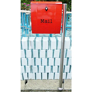 大容量 郵便ポスト 郵便受け 錆びにくい メールボックス 片足スタンドタイプ 赤色 ステンレスポスト(red)