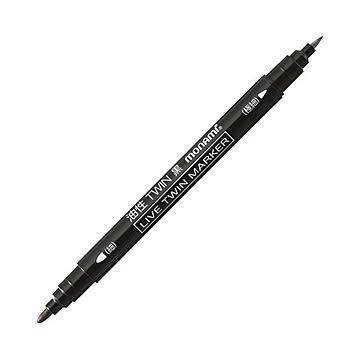 (まとめ) モナミ 油性ツインマーカー 細字+極細 黒 15001 1本  【×100セット】