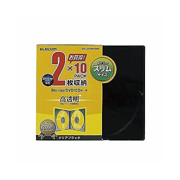 (まとめ)エレコム Blu-ray/DVD/CDケース(スリム/PS/2枚収納) CCD-JSCSW10CBK×10セット