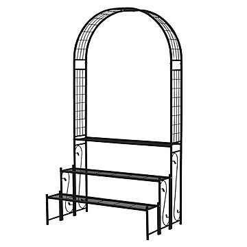 アーチ付 フラワーラック 組立式 IA-FR002BLK 幅980x奥行610x高さ1835mm 住まいスタイル