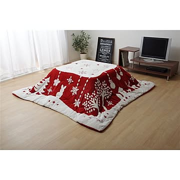 こたつ布団 薄掛け布団 単品 【レッド 約190×240cm】 長方形 洗える スノー