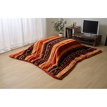 やわらかタッチ こたつ布団 【オレンジ 約185cm×185cm】 正方形 洗える フランネル素材 〔リビング〕