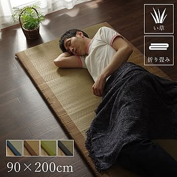 い草 ごろ寝マット/フロアマット 約90×200cm 日本製 折りたたみ可 吸湿 抗菌 防臭 〔リビング〕