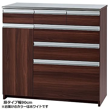 大容量 キッチン収納/キッチンカウンター 【扉タイプ 】 引き出し付き ステンレス