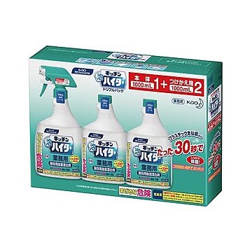 （まとめ）花王 キッチンハイター トリプルパック業務用本体1000ml×1+業務用付替1000ml×2本 1セット【×5セット】