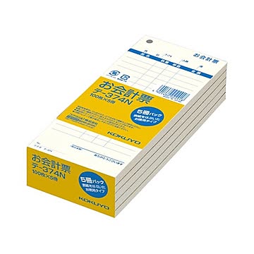 （まとめ）コクヨ お会計票 177×75mm 単票100枚 テ-374N 1セット（20冊：5冊×4パック）【×2セット】