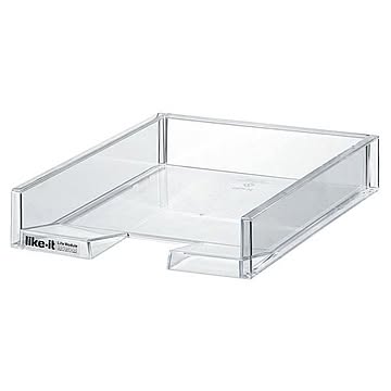 書類ケース/収納ケース A4 クリア 3個セット ライフモデュール ファイルトレー 〔デスク 机 卓上 オフィス 会社〕