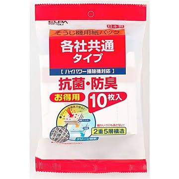 （まとめ） ELPA 抗菌・消臭 掃除機紙パック 各社共通 10枚入 SOP-10KY 10個 【×10セット】