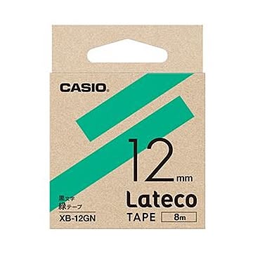 （まとめ）カシオ ラテコ 詰替用テープ12mm×8m 緑/黒文字 XB-12GN 1セット（5個）【×3セット】