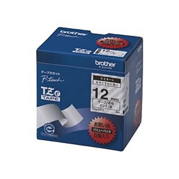 TZeテープ（ラミネートテープ） ピータッチ専用テープ（バリューパック） 透明（黒文字） 12mm 5個入