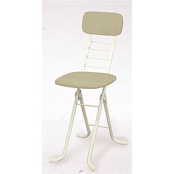 リリィチェアM 折りたたみ椅子 2脚セット ホワイト×ミルキーホワイト 幅35cm 高さ6段調節 スチールパイプ 日本製