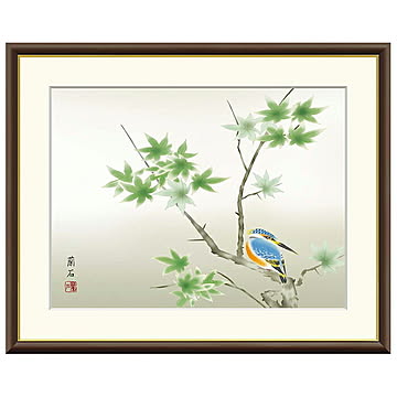 額絵 楓に翡翠 高見蘭石 61x49.5cm 三幸