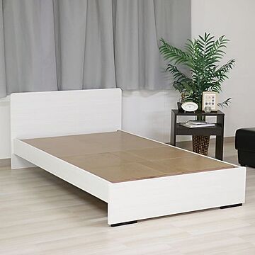 日本製シングルベッドフレーム モダンデザイン ホワイト フラットパネル ベッド下収納 木製 組立簡単 工具不要