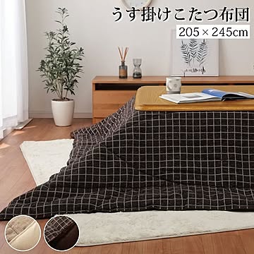 こたつ布団/こたつ掛け布団 【長方形 単品 ブラウン 約205×245cm】 洗える 薄手 コンパクト収納可 シンプル 〔リビング〕