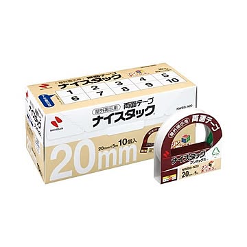 (まとめ) ニチバン ナイスタック 両面テープ 屋外掲示用 ブンボックス 大巻 20mm×5m NWBB-N20 1パック(10巻) 【×2セット】