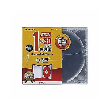 (まとめ)エレコム Blu-ray/DVD/CDケース(標準/PS/1枚収納) CCD-JSCN30CR×2セット