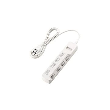 (まとめ)エレコム ほこり防止シャッター付 雷ガードタップ T-K6A-2425WH×2セット