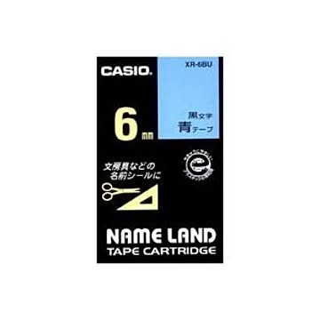 (業務用5セット) CASIO カシオ ネームランド用ラベルテープ 幅：6mm XR-6BU 青に黒文字
