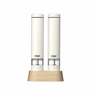 Russell Hobbs ラッセルホブス Salt and pepper Mill MINI 電動ミル ソルト＆ペッパーミル ミニ 7933JP 胡椒挽き ペッパーミル 2本セット 木製スタンド