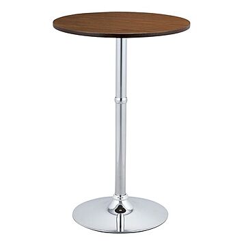 バーテーブル 直径60×高さ90cm スチールフレーム 木目調 ブラウン