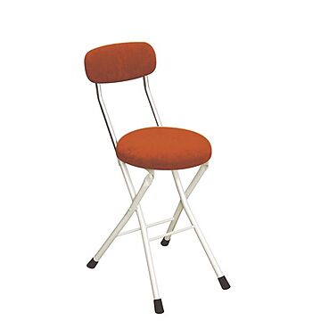 日本製 スチール 折りたたみ椅子 4脚セット オレンジ×ミルキーホワイト 幅33cm