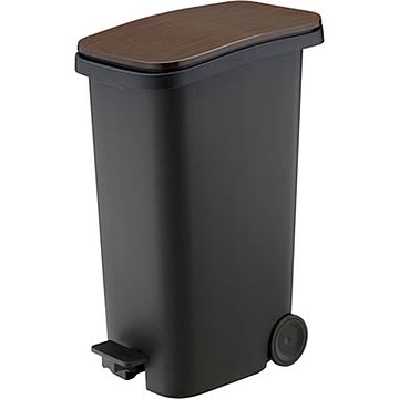 ウッド調 キャスター付き ペダルダストボックス 31L 幅25.5cm キッチン 店舗用