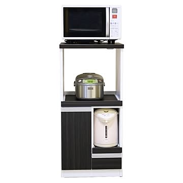 レンジ台 幅48cm スライドカウンター 1口コンセント 可動棚付き 木目柄 日本製 コンパクト キッチン収納 完成品【代引不可】