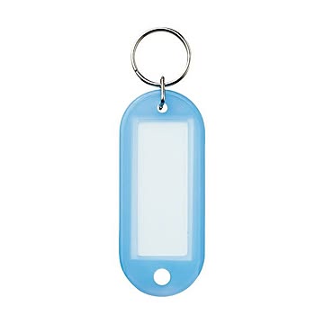 (まとめ) TANOSEE キーホルダー名札 青1パック（10個）  【×50セット】