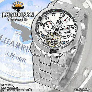 J.HARRISON 多機能付ビッグテンプ自動巻&手巻き JH-008WW 管理No. 4582263140816