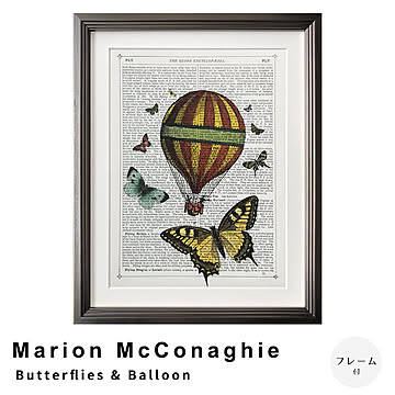 Marion McConaghie（マリオン マコネギー） Butterflies & Balloon アートポスター（フレーム付き） m13432