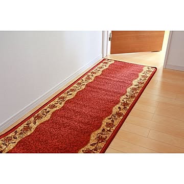 防滑加工 ナイロン100％ カーペット レッド 67×540cm 耐久性 防傷