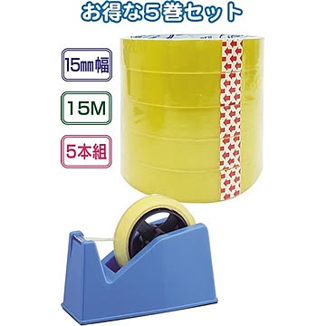 168クリア粘着テープ（15mm×15m・5P） 12個セット 32-168