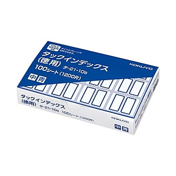 (まとめ) コクヨ タックインデックス 紙ラベル徳用 中 23×29mm 青枠 タ-21-10B 1パック（1200片入：12片×100シート）  【×10セット】