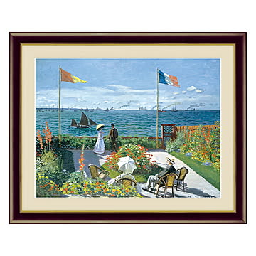 アート 額絵 サン・タドレスのテラス モネ 本紙サイズ F4(約31x23cm) 額サイズ 42x34cm 三幸
