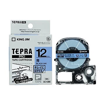 (まとめ) キングジム テプラ PRO テープカートリッジ キレイにはがせるラベル 12mm 青／黒文字 SC12BE 1個 【×10セット】