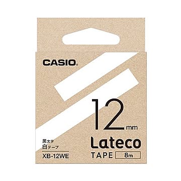 （まとめ）カシオ ラテコ 詰替用テープ12mm×8m 白/黒文字 XB-12WE 1個【×10セット】