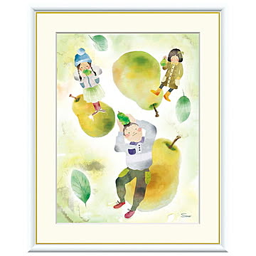 額絵 洋梨とこどもたち 榎本早織 61x49.5cm 三幸