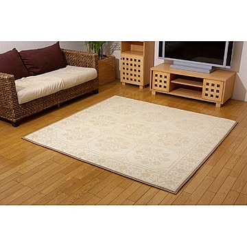 FXナイル アイボリー 麻混カーペット 174×174cm 江戸間2畳 ウレタン中材