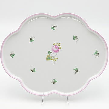 ヘレンド　ウィーンの薔薇ピンク　トレー25x19cm　VRH-X4-7615-0-00　洋食器　ハンガリー　ハンドペイント