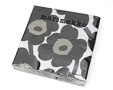 マリメッコ ペーパーナプキン ウニッコ ホワイト/ブラック 33x33cm 20枚入り marimekko UNIKKO