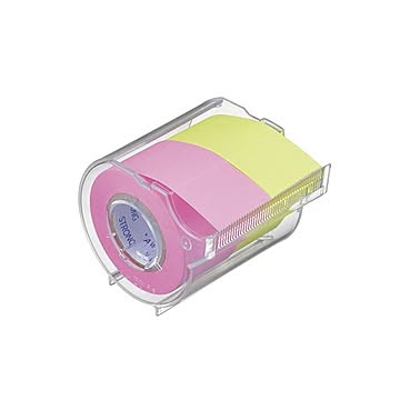 （まとめ） ヤマト メモックロールテープ 本体（蛍光紙） 強粘着タイプ 25mm ローズ＆レモン 【×10セット】