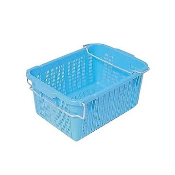 【10個セット】プラスケット/網目ボックス 【金具付き】 ブルー スタッキング金具使用時：段積み可【代引不可】