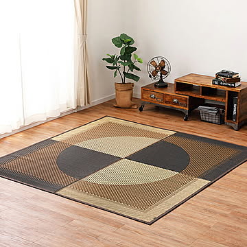 Gekko 国産い草ラグ 191×191cm ブラウン m12024