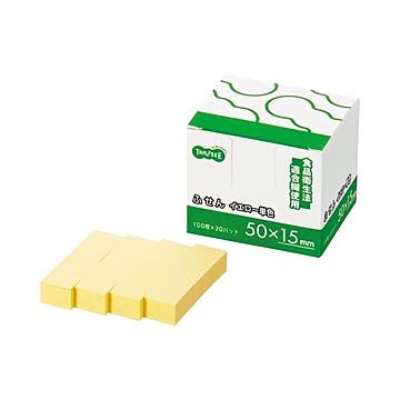 (まとめ) TANOSEE ふせん 見出し 50×15mm イエロー 1パック（20冊） 【×10セット】