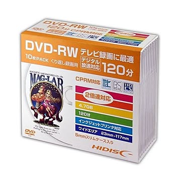 (まとめ)HIDISC DVD-RW 録画用5mmスリムケース10P HDDRW12NCP10SC×5セット